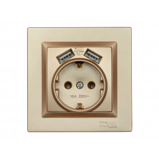 Розетка с заземлением и двумя USB портами 2.1A Luxel JAZZ (9630) Бронзовая, Качество