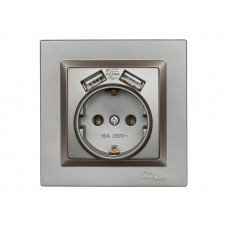 Розетка с заземлением и двумя USB портами 2.1A Luxel JAZZ (9730) Графитовая, Качество