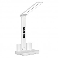 Светодиодный настольный светильник Luxel 6W, аккумулятор, USB, лед экран, органайзер (TL-16W) Белый, Качество