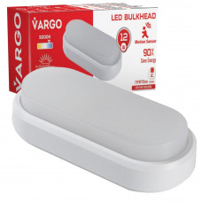 LED Светильник VARGO ЖКХ 12W овал IP54 1200lm с датчиком движения Размер: 178*85*55мм (115715), Качество