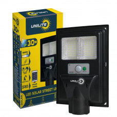 LED уличный светильник на солнечной батарее UNILITE 30W 6500K, Аккумулятор: 3.2V, 4.5Аh Солнечная панель: 6V, 4W, с датчиком