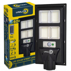 LED уличный светильник на солнечной батарее UNILITE 60W 6500K, Аккумулятор: 3.2V, 5Аh Солнечная панель: 6V, 6W, с датчиком