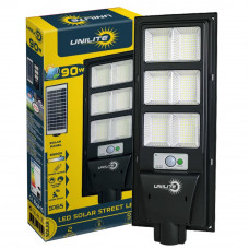 LED уличный светильник на солнечной батарее UNILITE 90W 6500K, Аккумулятор: 3.2V, 9Аh Солнечная панель: 6V, 8W, датчик движения,