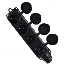 Розетка наруж. уст-ки 4-ая с заглушками 2Р+РЕ 1х16А 220-240V (каучук) LEZARD