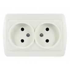 Розетка двойная без заземлением закрытый корпус LEZARD Demet белый